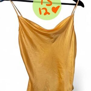 Intermix 100% Silk Light Orange Cowl Neck Tank Top SIze small